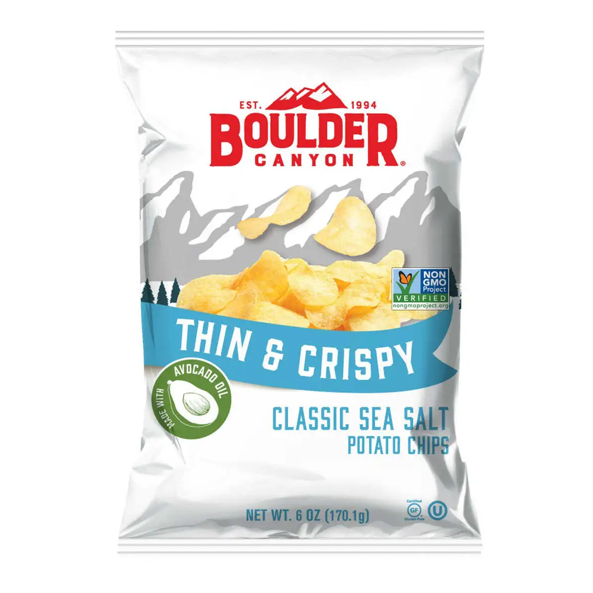Boulder Canyon Potato Chips Thin & Crispy Avocado Oil Classic Sea Salt